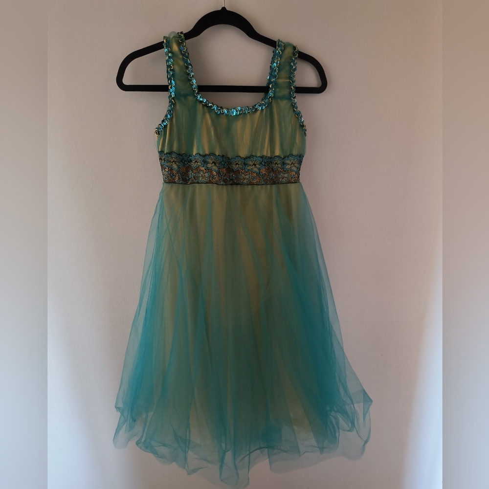 Revolution Teal Blue Costume Dance Dress Size Medium Adult